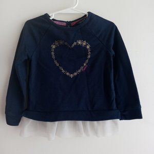Nautica Blue Long Sleeve Heart Top With Ruffles For Girls 4T